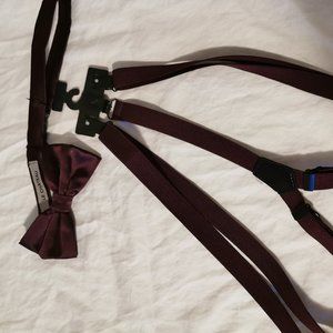 Burgundy Bow tie and Suspenders